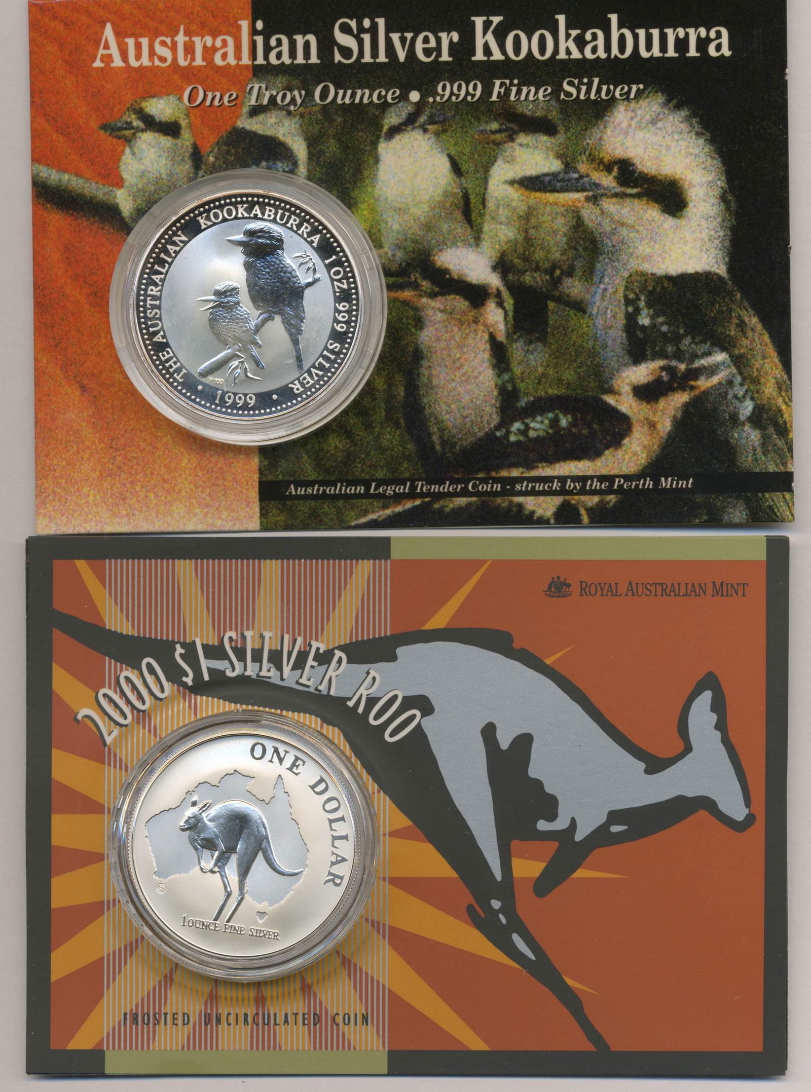 Two (2) Troy-Ounce Silver Coins, Uncirculated (1 of 2)