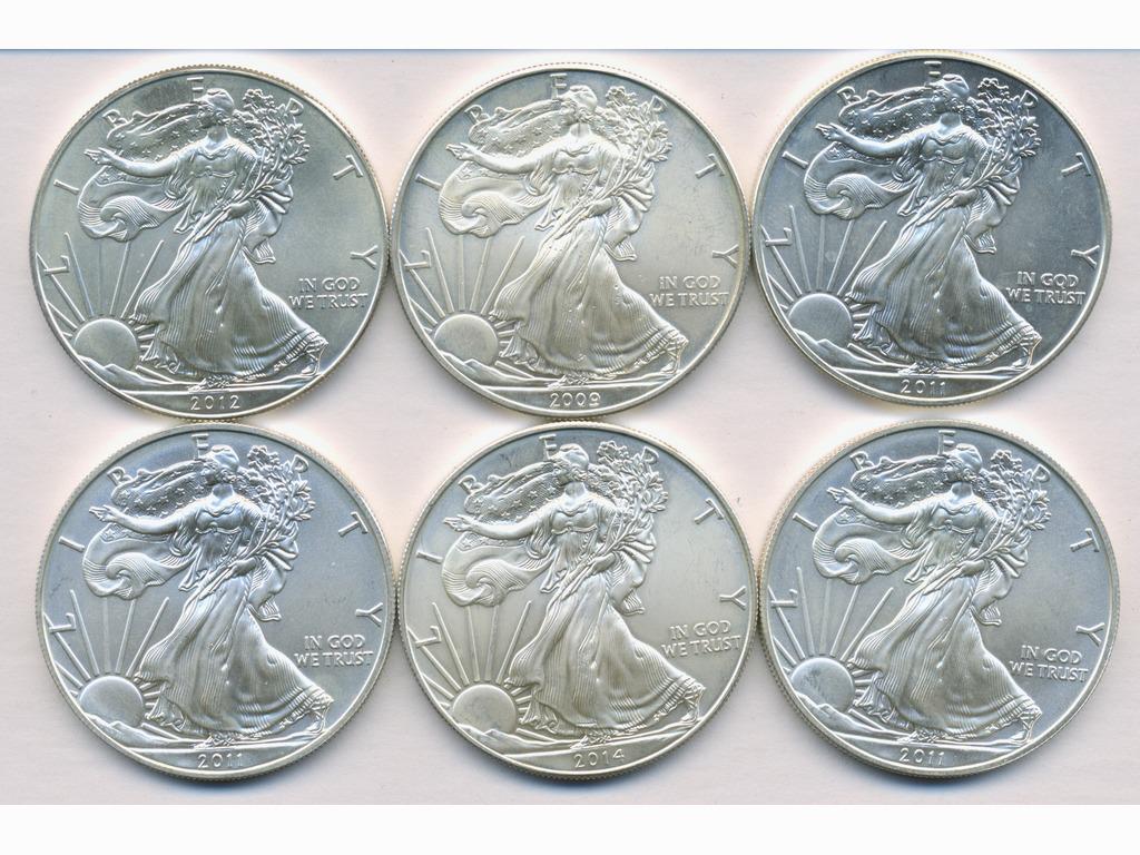 Six (6) U.S. Troy-Ounce Silver Bullion Coins (1 of 2)