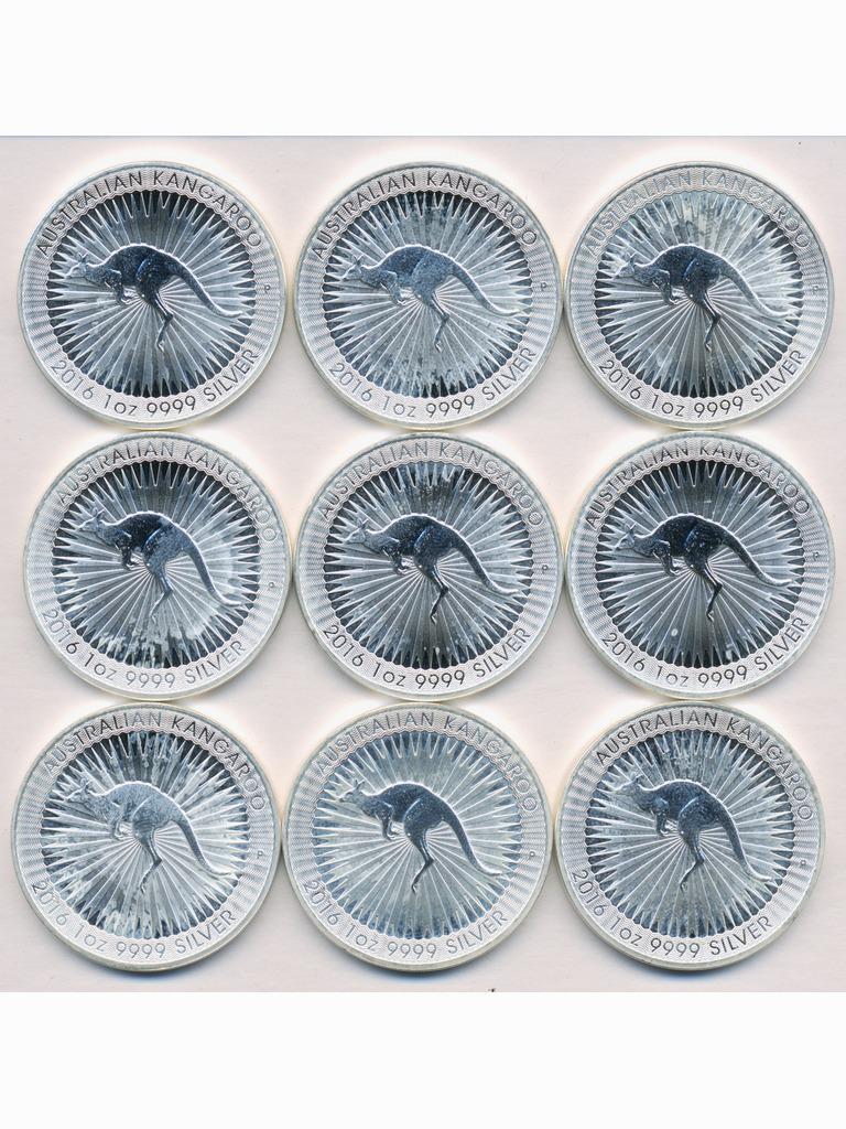 Nine (9) 2016 Australian Silver Bullion Coins (1 of 2)