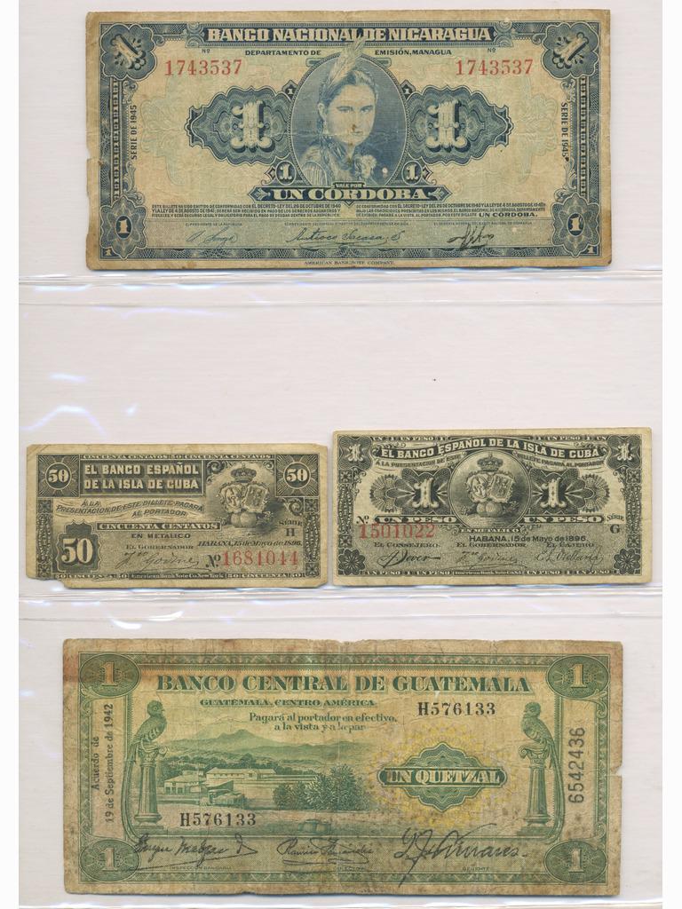 Four (4) Central American Bank Notes (1 of 2)