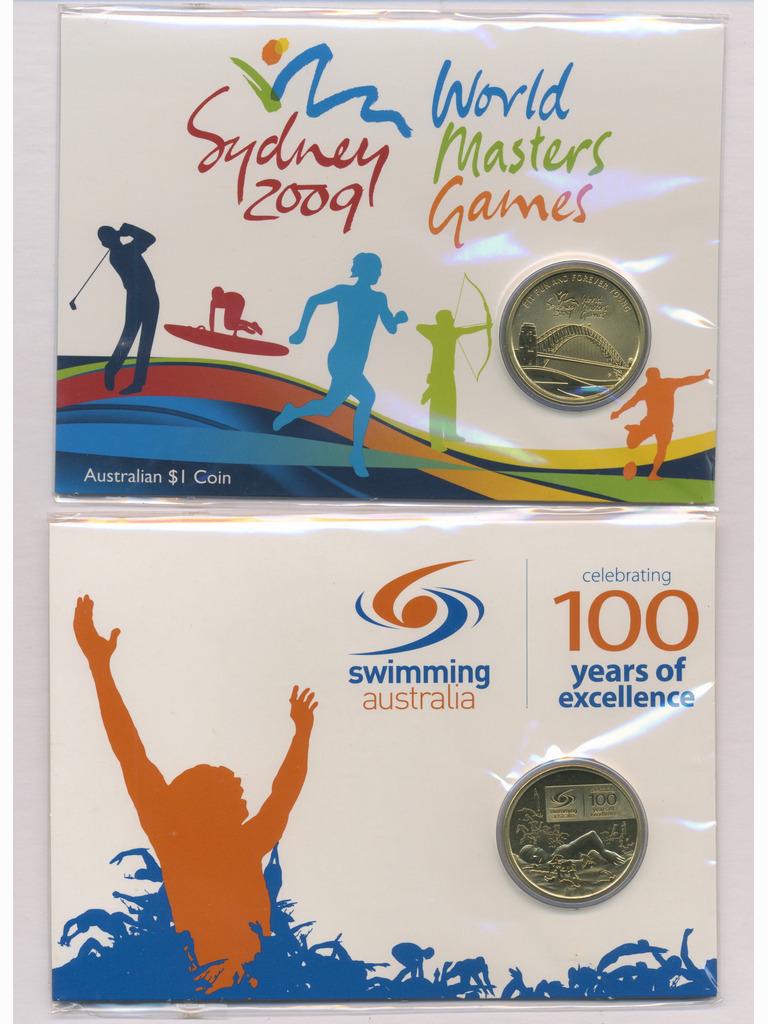 Two Collector Coin Proof Sets: Sydney World Masters Games 2009 & Swimming Australia 100 Years Of Excellence Proof Sets