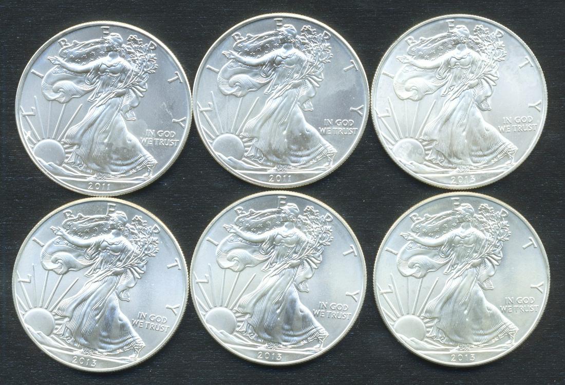 Six (6) US Troy-oz .999 Silver Bullion Collector Coins (1 of 3)