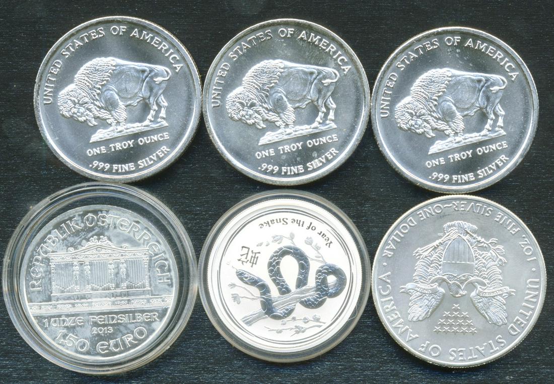.999 Fine Silver Bullion Collector Coins (6) (1 of 3)