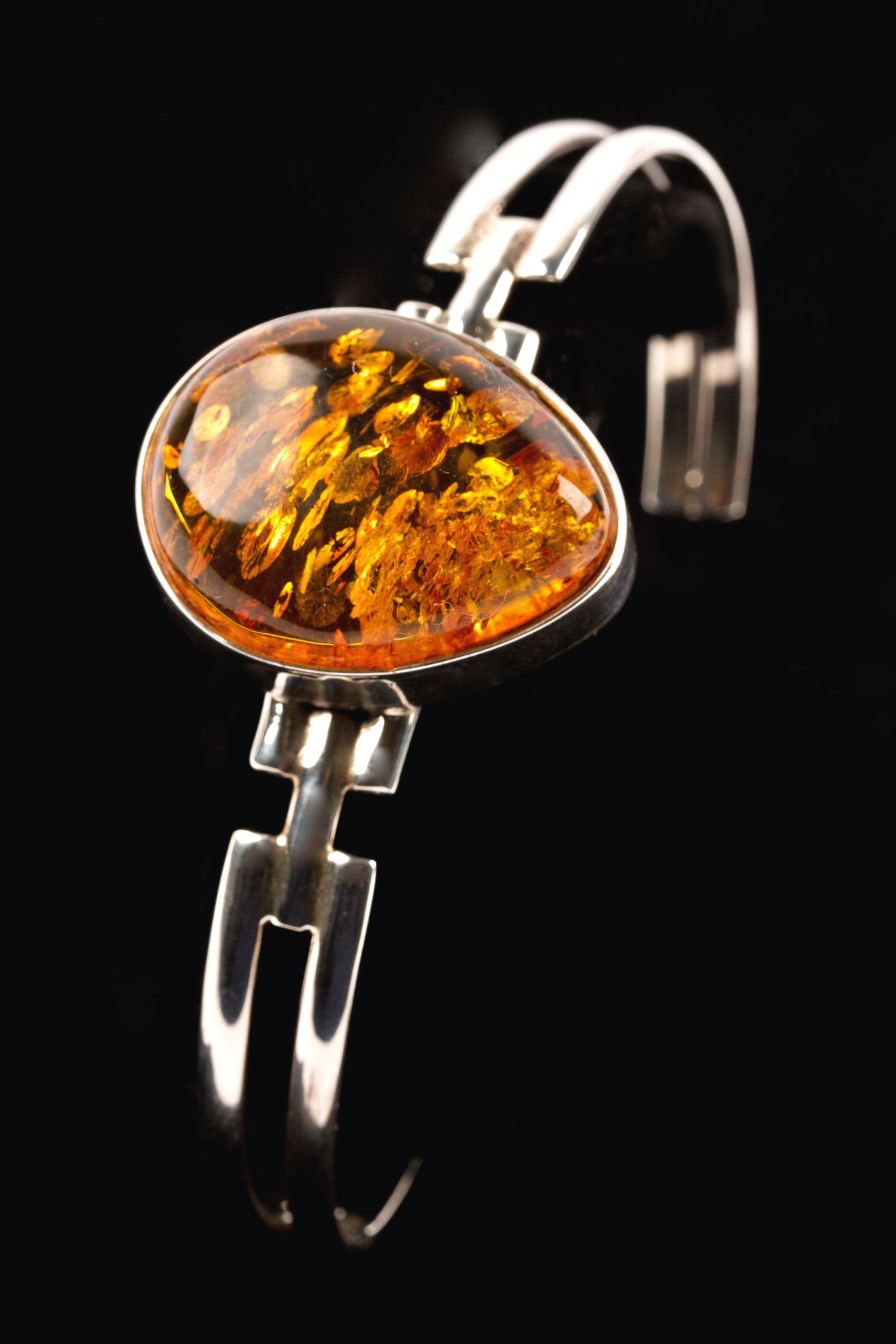 Amber & Sterling Silver Cuff Bracelet (1 of 2)
