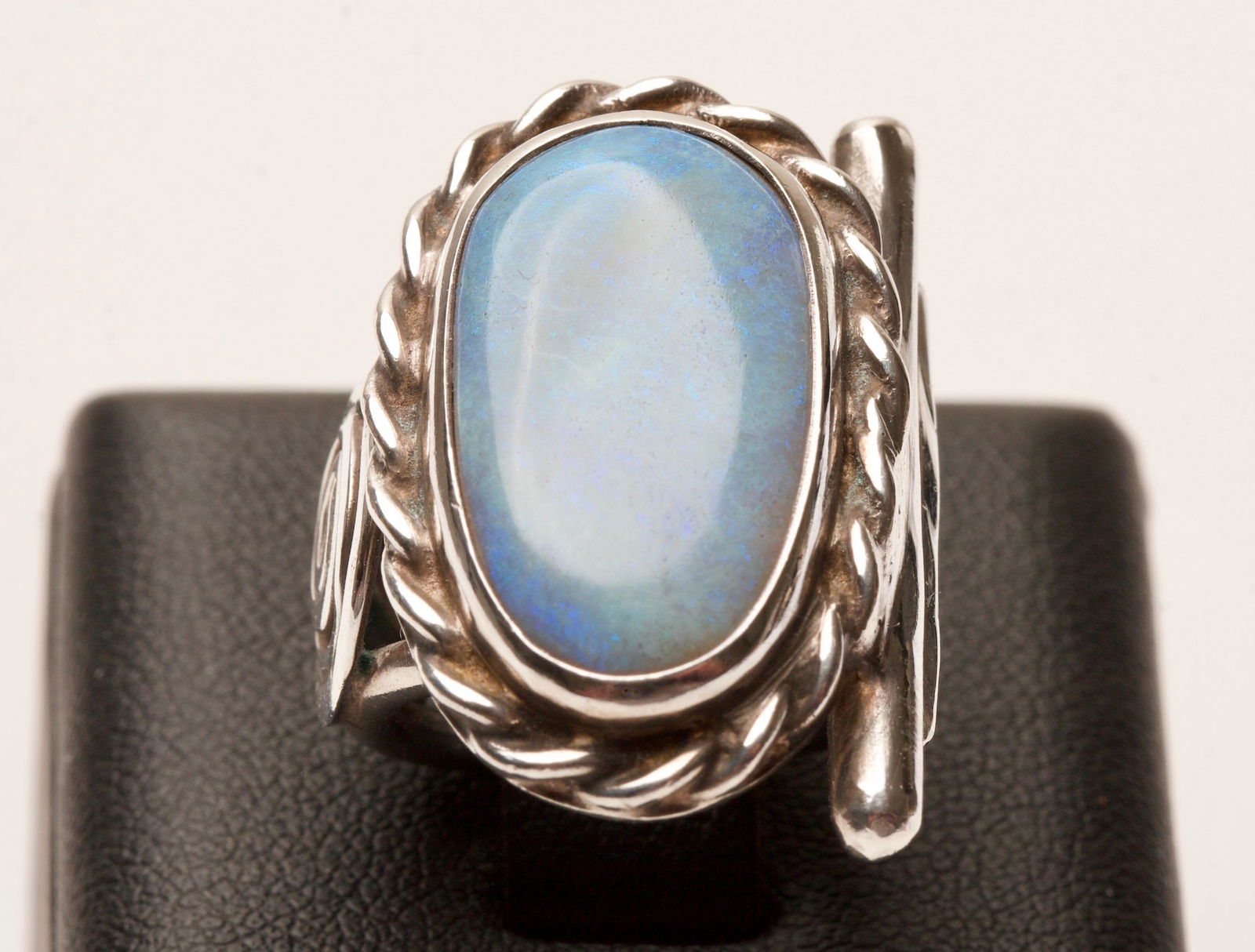 Blue Opal and Sterling SIlver Vintage Ring (1 of 8)