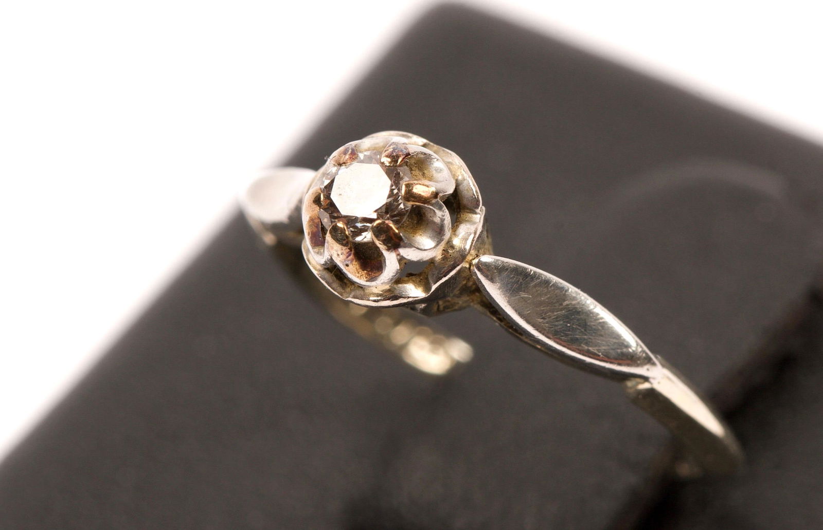 18K Gold and Palladium Single Solitaire Diamond Ring (1 of 3)