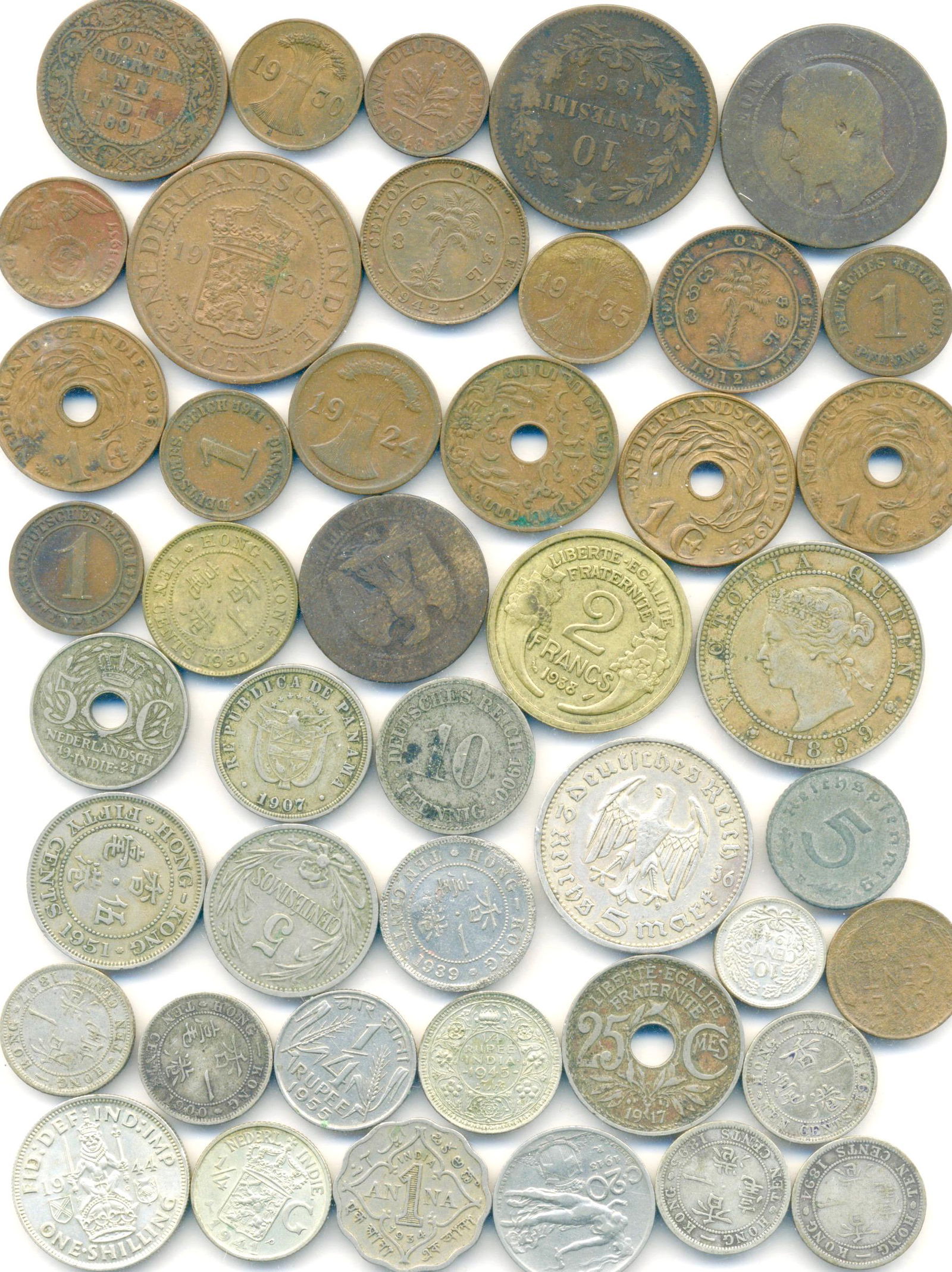 ANTIQUE Early World Coins 1850s - 1950s (44) (1 of 5)