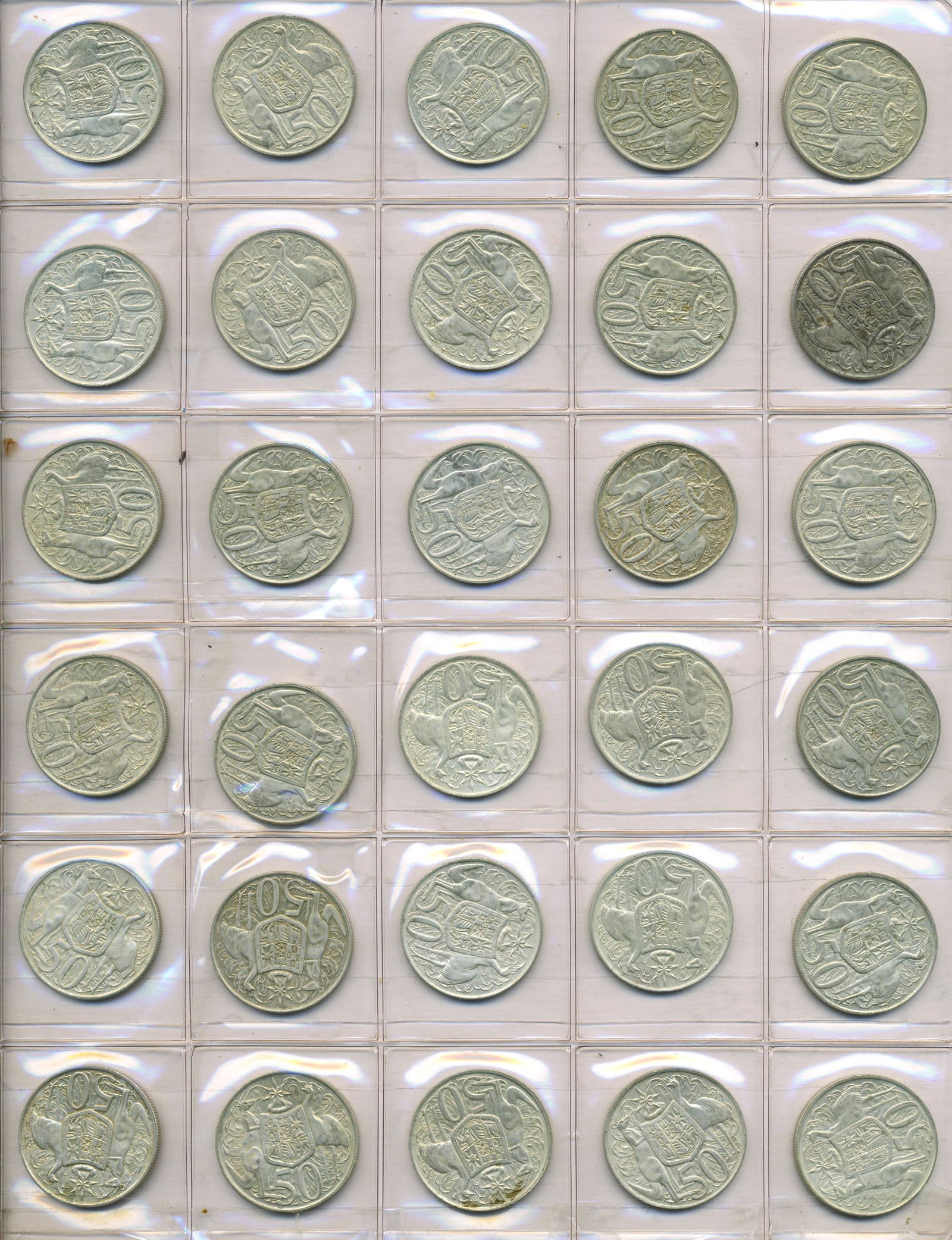 80% Silver 1966 Australian Round Fifty Cent Coins (30) (1 of 2)