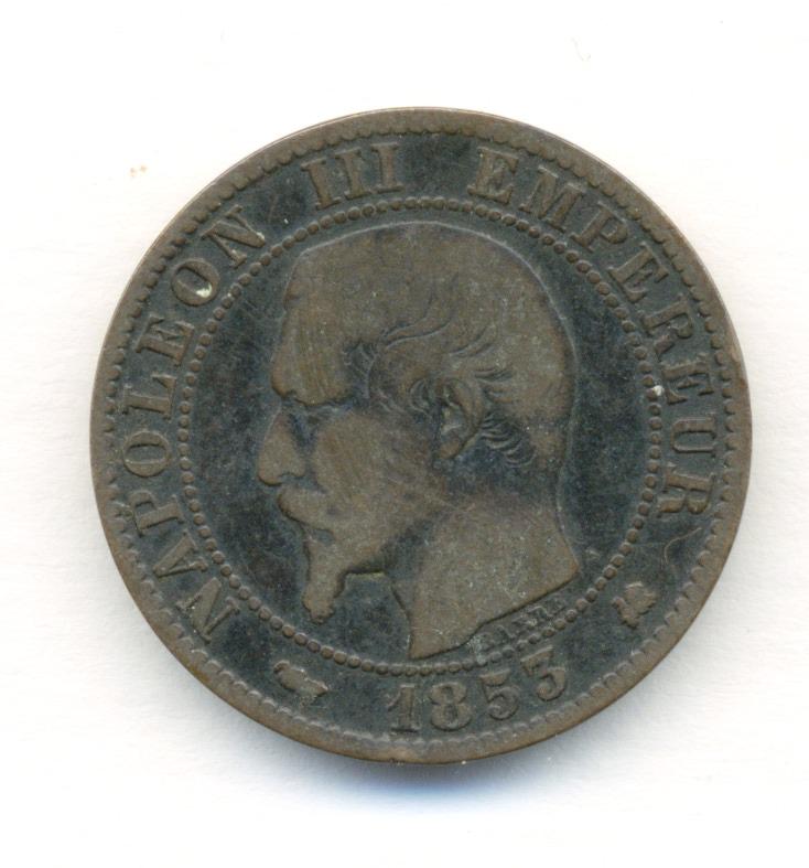 1853 Napoleon III 5 Centimes French Bronze Coin (1 of 2)