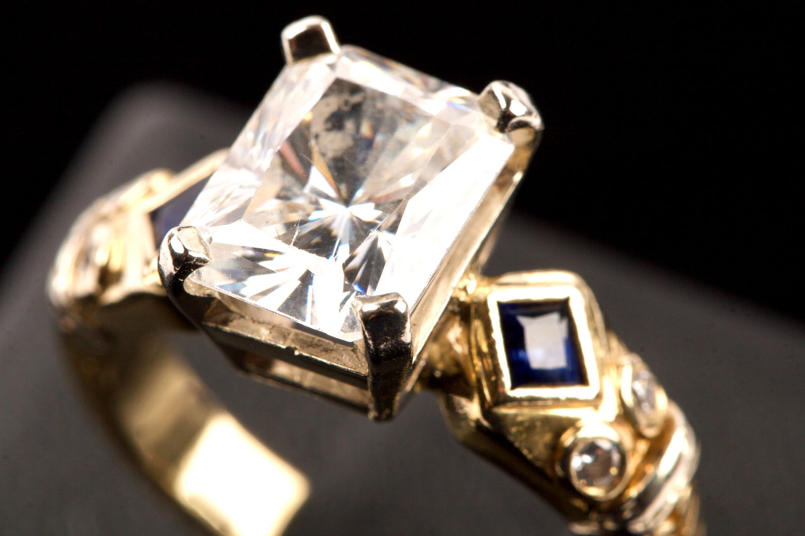 14K Gold, Diamonds, Sapphires & Crystal Cocktail Ring (1 of 3)