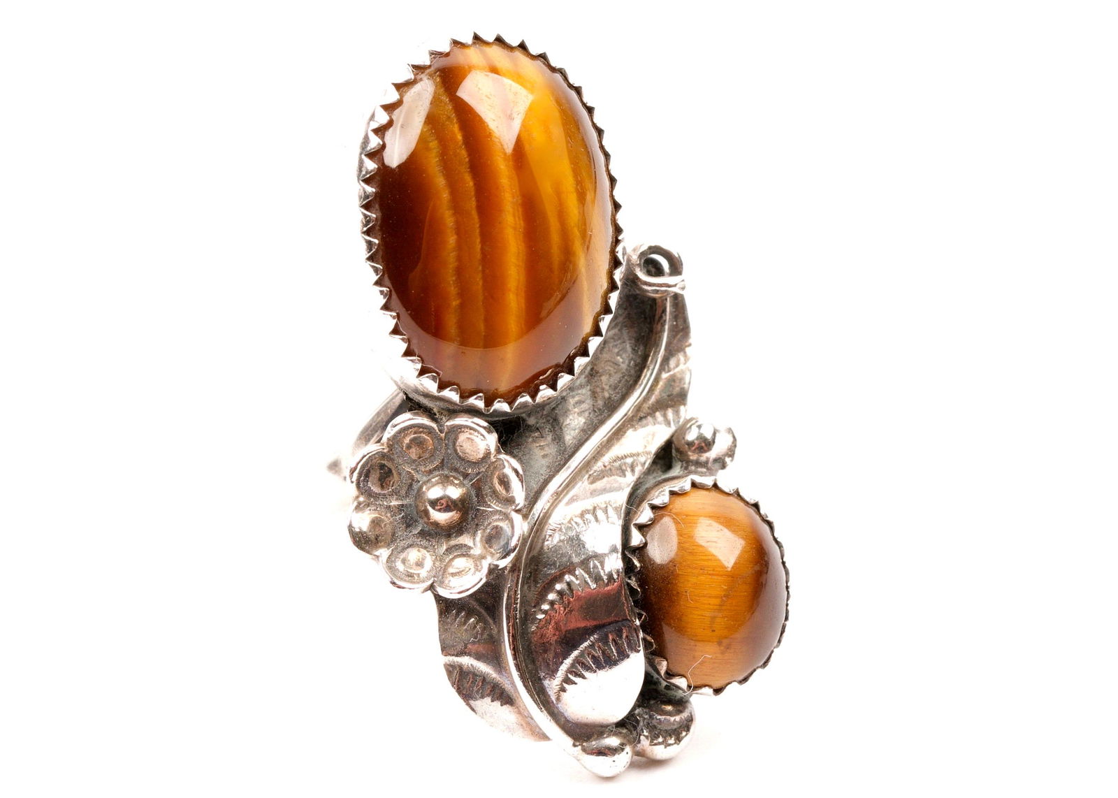 Navajo Tiger's Eye & Sterling Silver Ring (1 of 4)