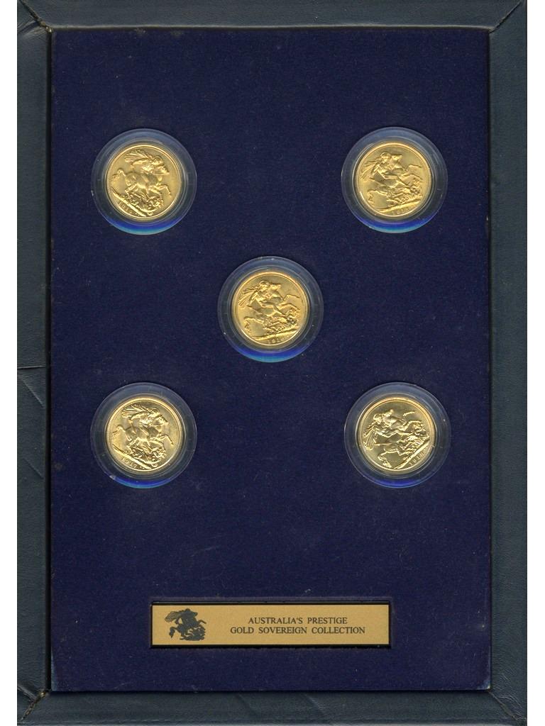 Prestige 22K Gold Full Sovereign Collectors Set of Five (1 of 2)