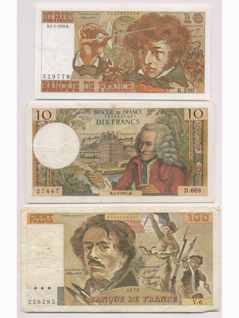 Eight (8) French Bank Notes (1 of 4)