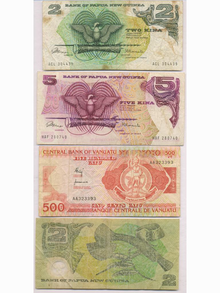 Four (4) Papua New Guinea and Vanuatu Notes (1 of 2)