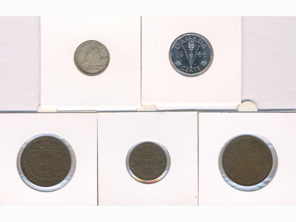 Five Early Canadian Coins (1 of 2)