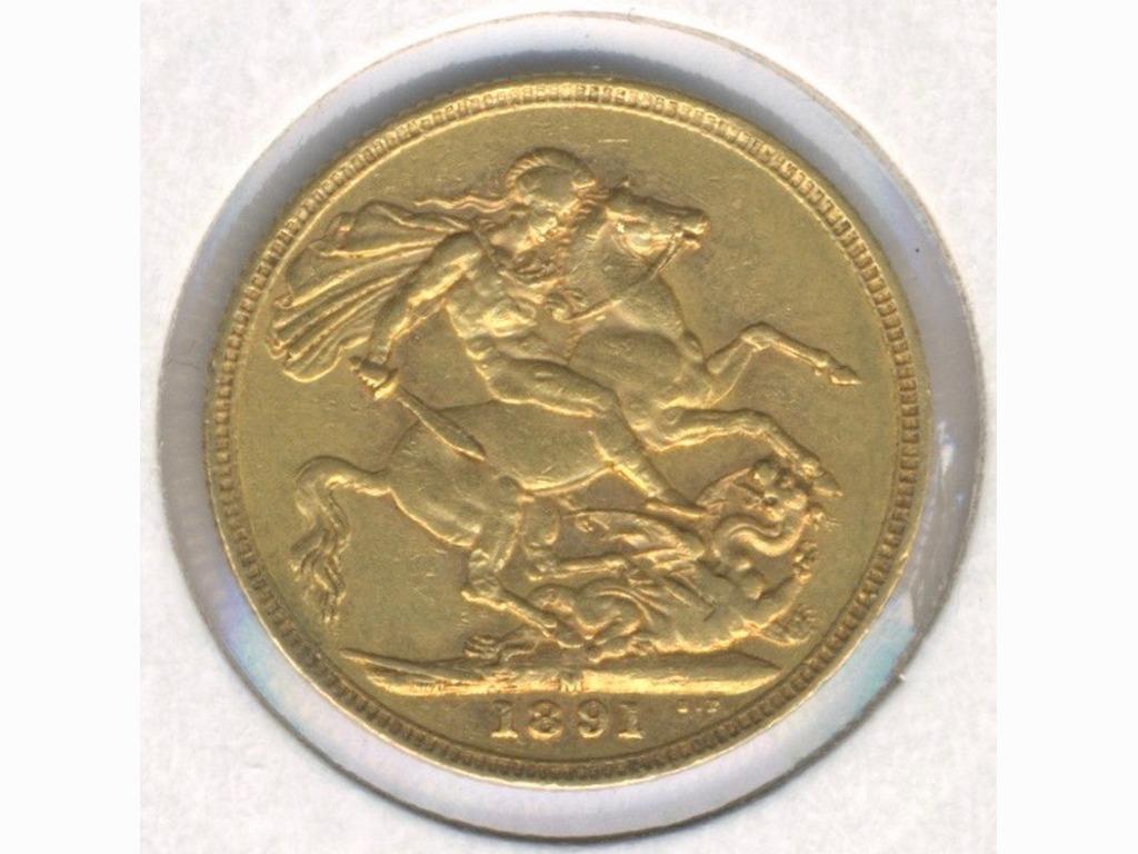 1891 Melbourne Mint 22K Gold Full Sovereign (1 of 2)