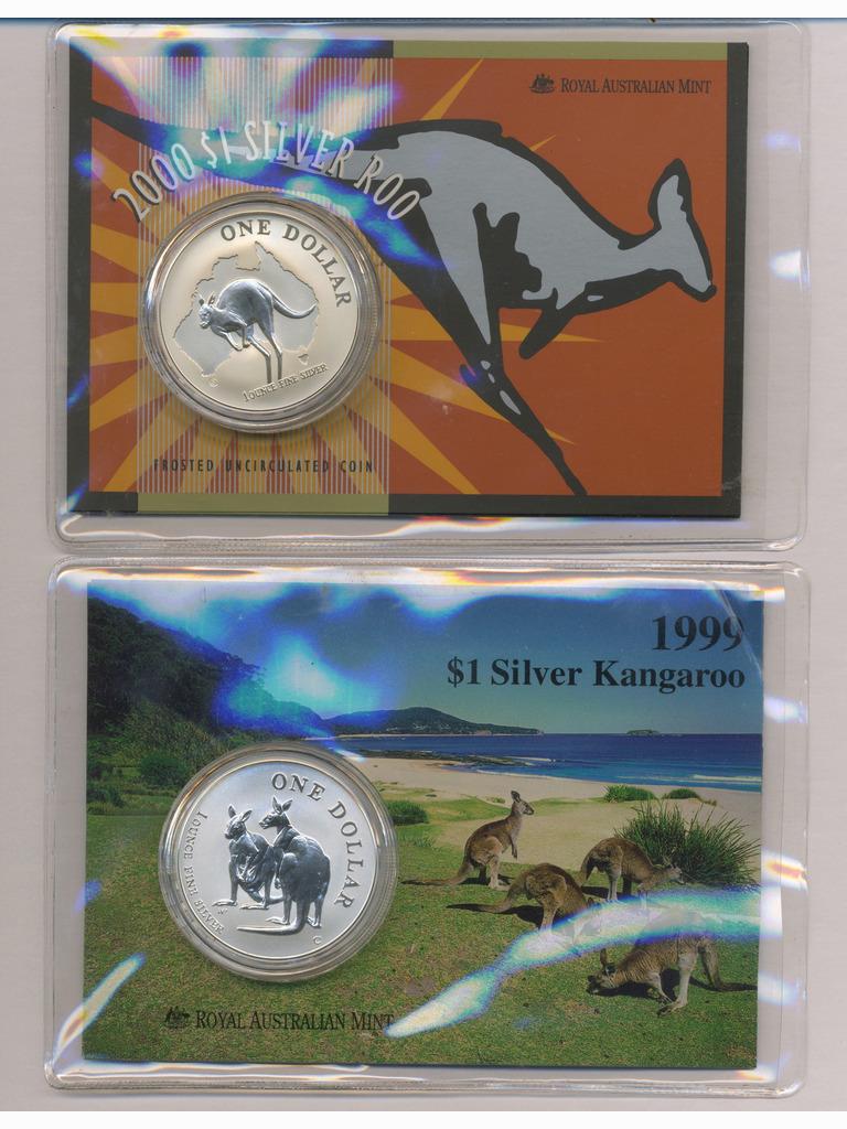 Two (1999 & 2000) Silver Kangaroo One Dollar Coin (1 of 2)