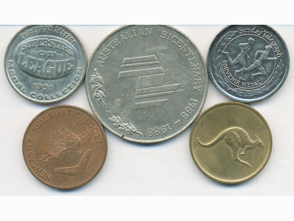 Five Australian Commemorative Tokens (1 of 2)