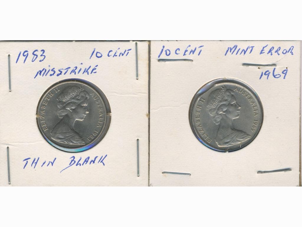 Two (2) Australian MINT ERROR Coins - 1969 and 1983 (1 of 2)