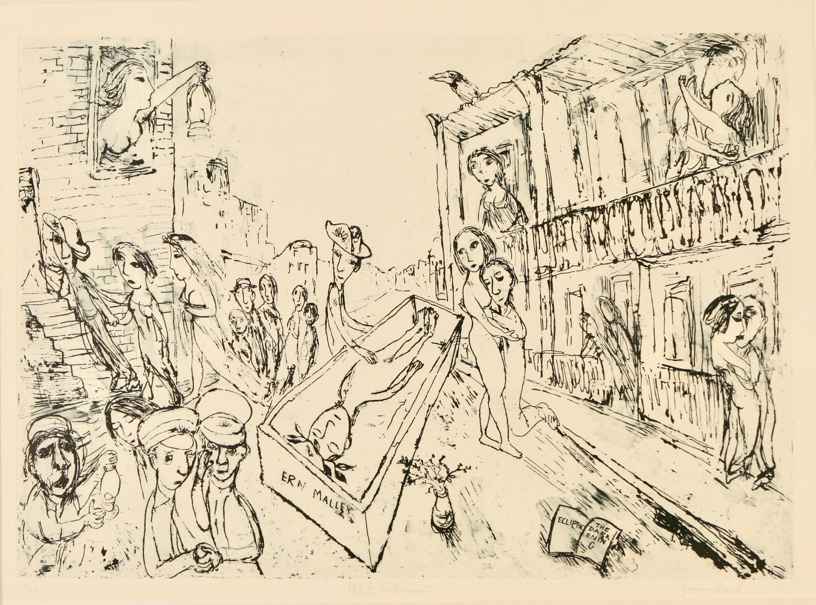 GARRY SHEAD Limited Edition Etching: "Ern Malley, The Darkening Ecliptic" (2002) Garry Shead (1942-) is one of Australia's most highly acclaimed artists, a lyrical, figurative painter who has been in the public eye since the 1960's, prod