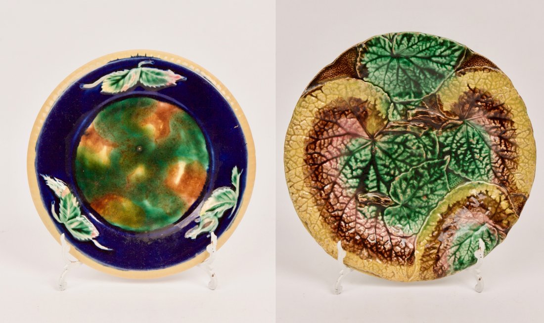 Two (2) Majolica Decorative Pottery Plates (1 of 6)