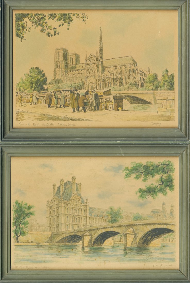 Pair of French Hand-Colored Etchings (1 of 9)