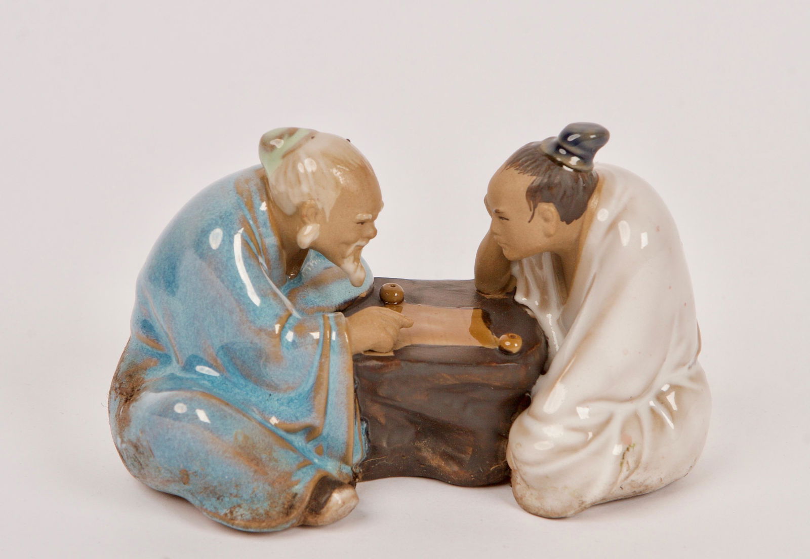 Chinese Glazed Pottery Figure of Two Men Playing Game (1 of 3)