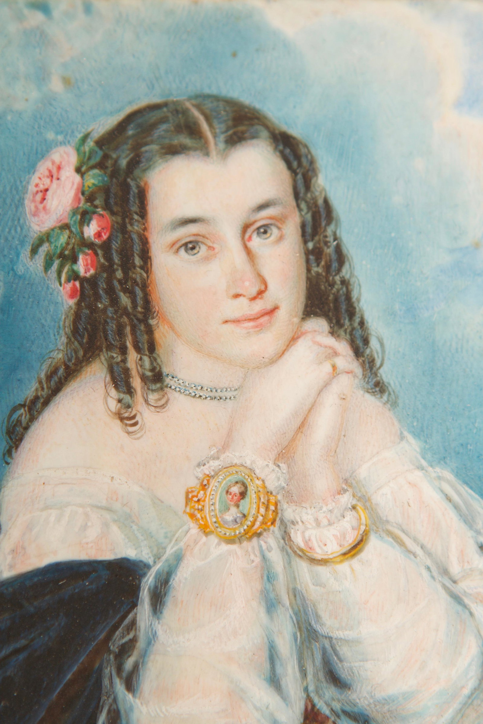 Hand-Painted Miniature Portait: Quantity: 1 Condition: Good Condition Height: 9.5cm or approximately 3.74 inches Width: 8cm or approximately 3.15 inches Item location: NSW, Australia Shipping: In-house shipping available