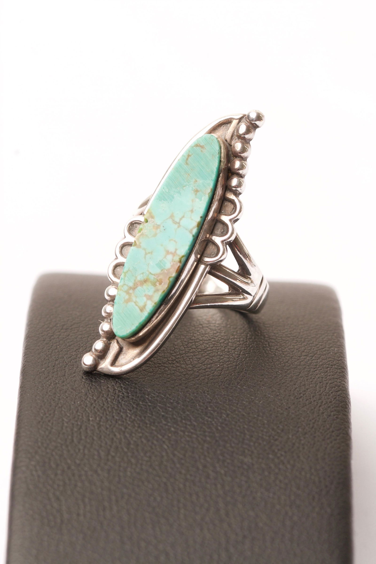 Native American Sterling Silver Turquoise-faceted Ring: Quantity: 1 Condition: Good Condition, Small Chip to Stone Weight: 7.4g or approximately 0.26oz Ring Sizing: 6 (US & Canada) M (UK & Australia 52 3/4 (France & Russia) 12 (Japan) 16 1/2 (German