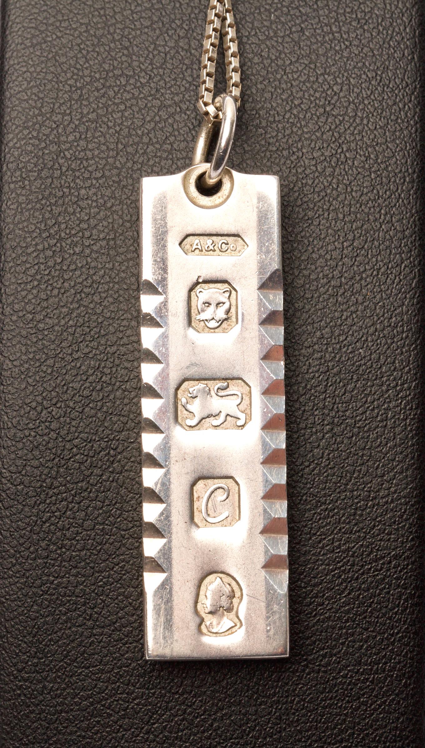 Hallmaked Sterling Silver INGOT Pendant with Chain (1 of 3)