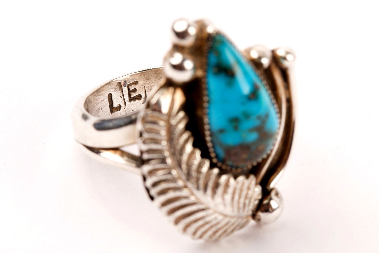 Signed Navajo Turquoise & Sterling Silver Ring (1 of 2)