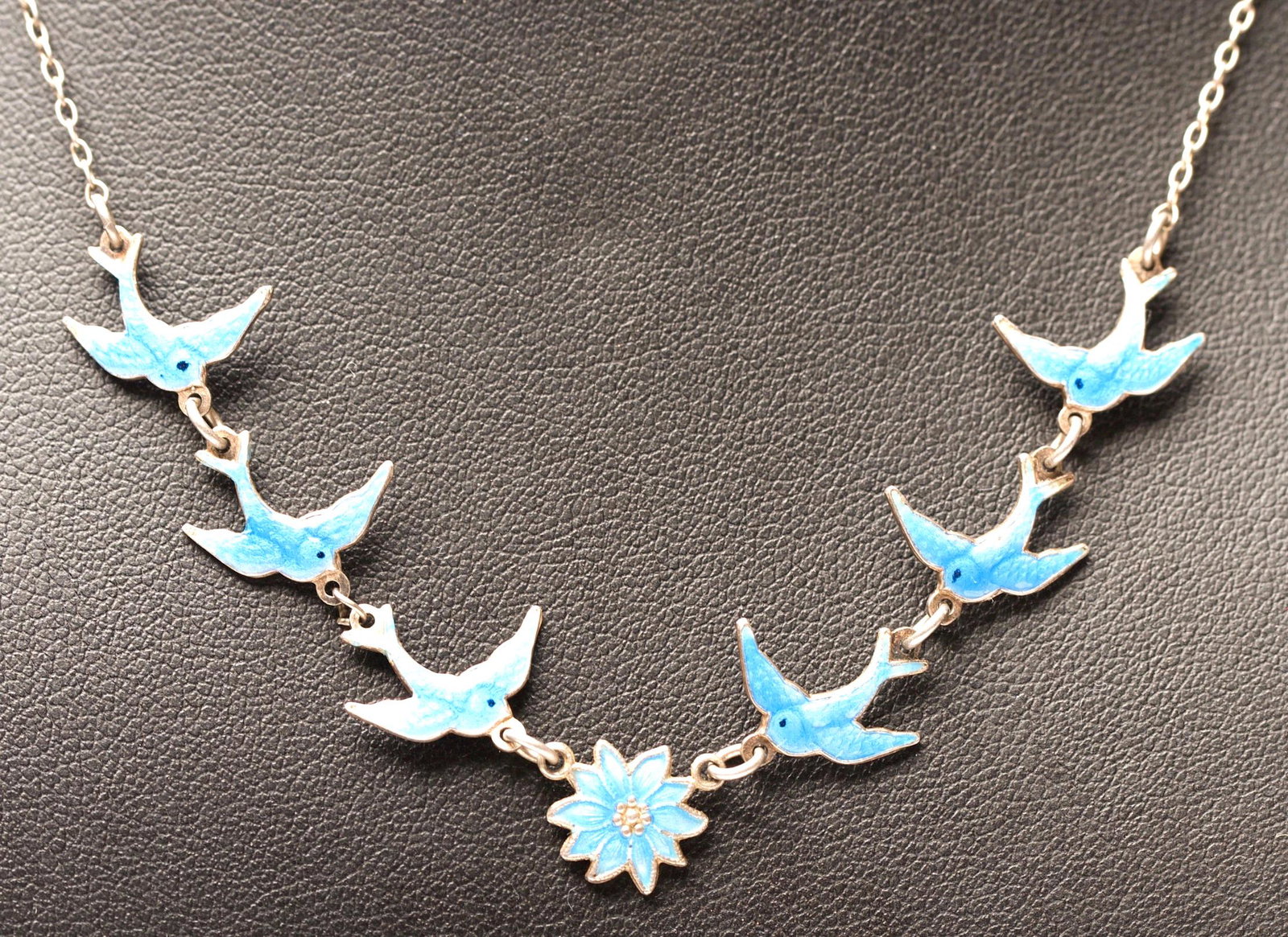 Vintage Sterling Silver & Enamel Necklace (1 of 3)