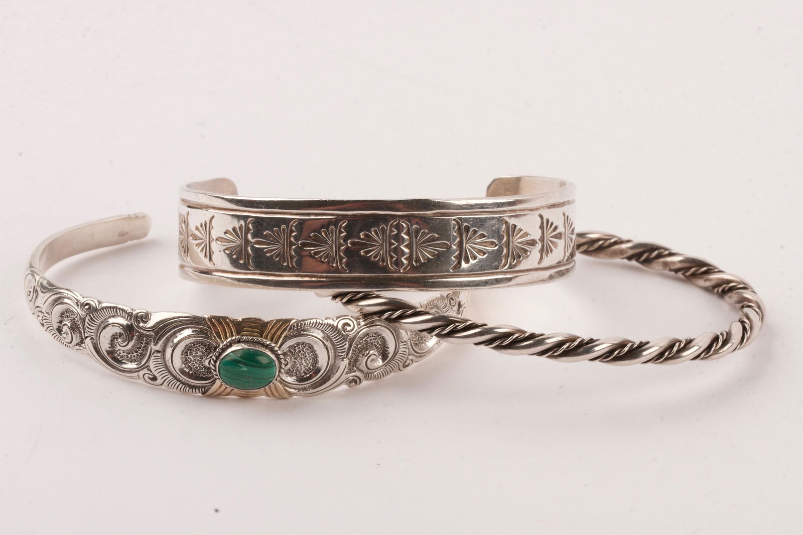Three Sterling Silver Stamped Bangles (1 of 4)