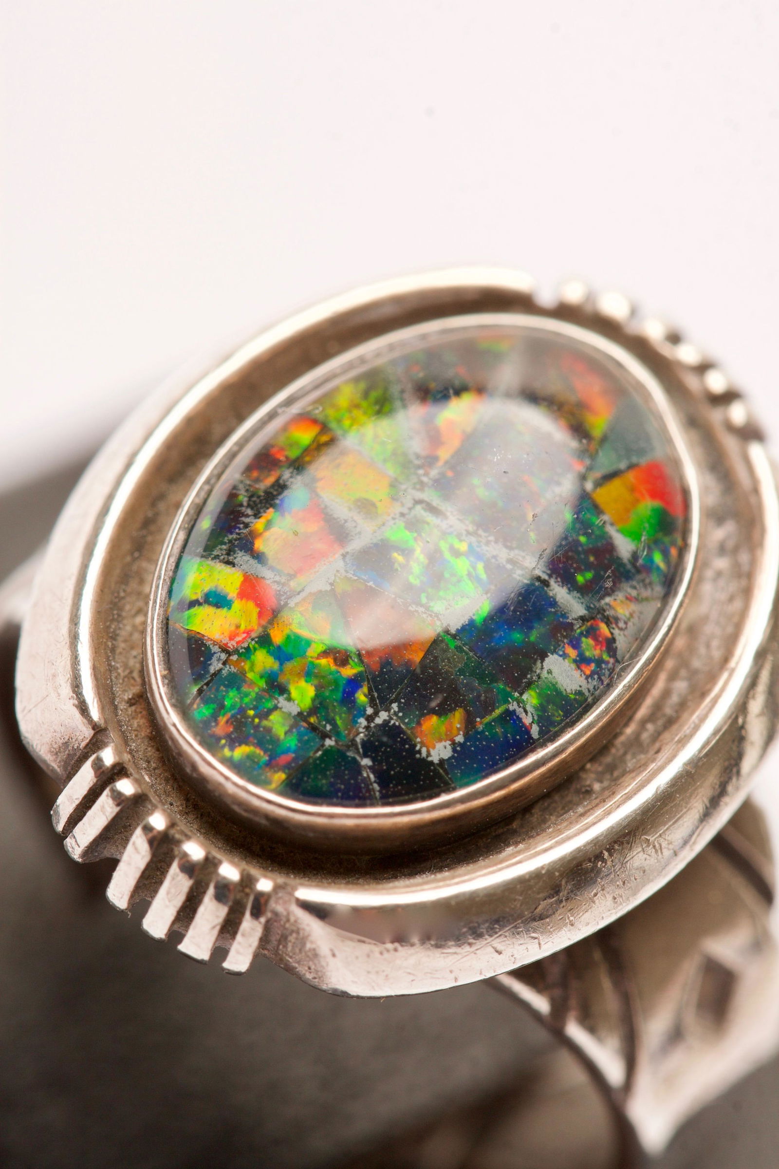 Native American Opal Chip and Sterling Silver Ring (1 of 3)