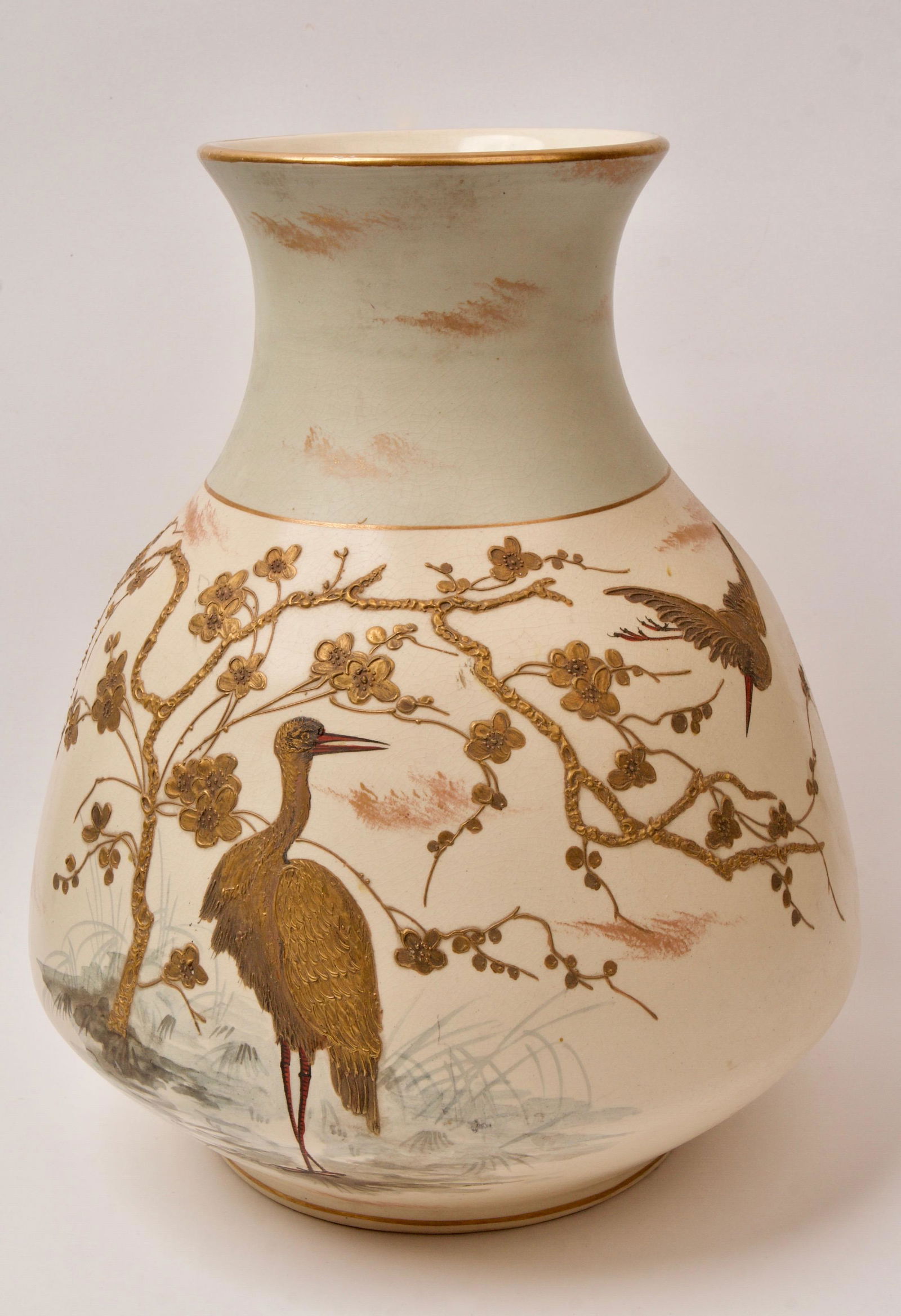 Antique Phoenixware Hand-Painted Vase w/ Gold-Leaf Overlay (1 of 11)