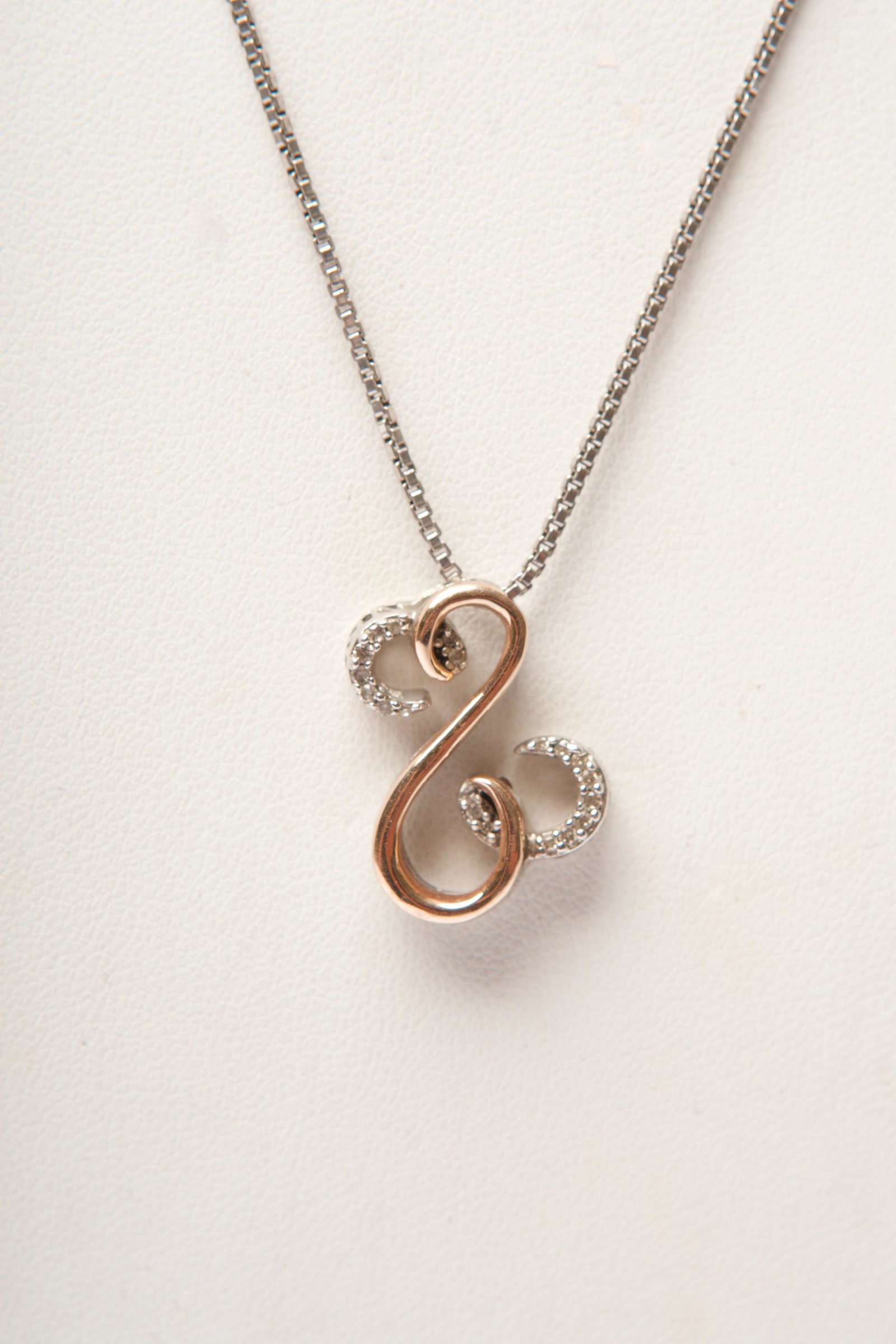 Sterling, 14K Gold and Diamonds Necklace: Quantity: 1 Condition: Good Weight: 5.7g or approximately 0.2oz Materials: Sterling Silver (.925) | 14k Gold | Diamond Item location: NSW, Australia Shipping: In-house shipping