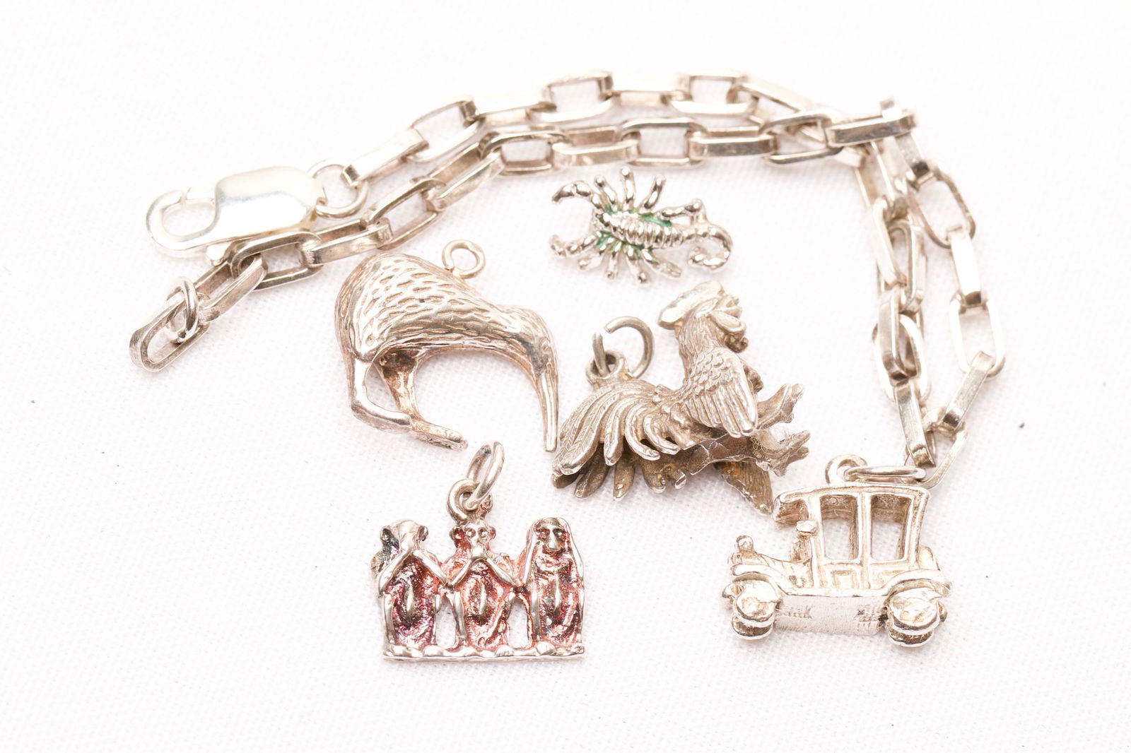 Sterling Silver Charm Bracelet & Five Charms (1 of 7)