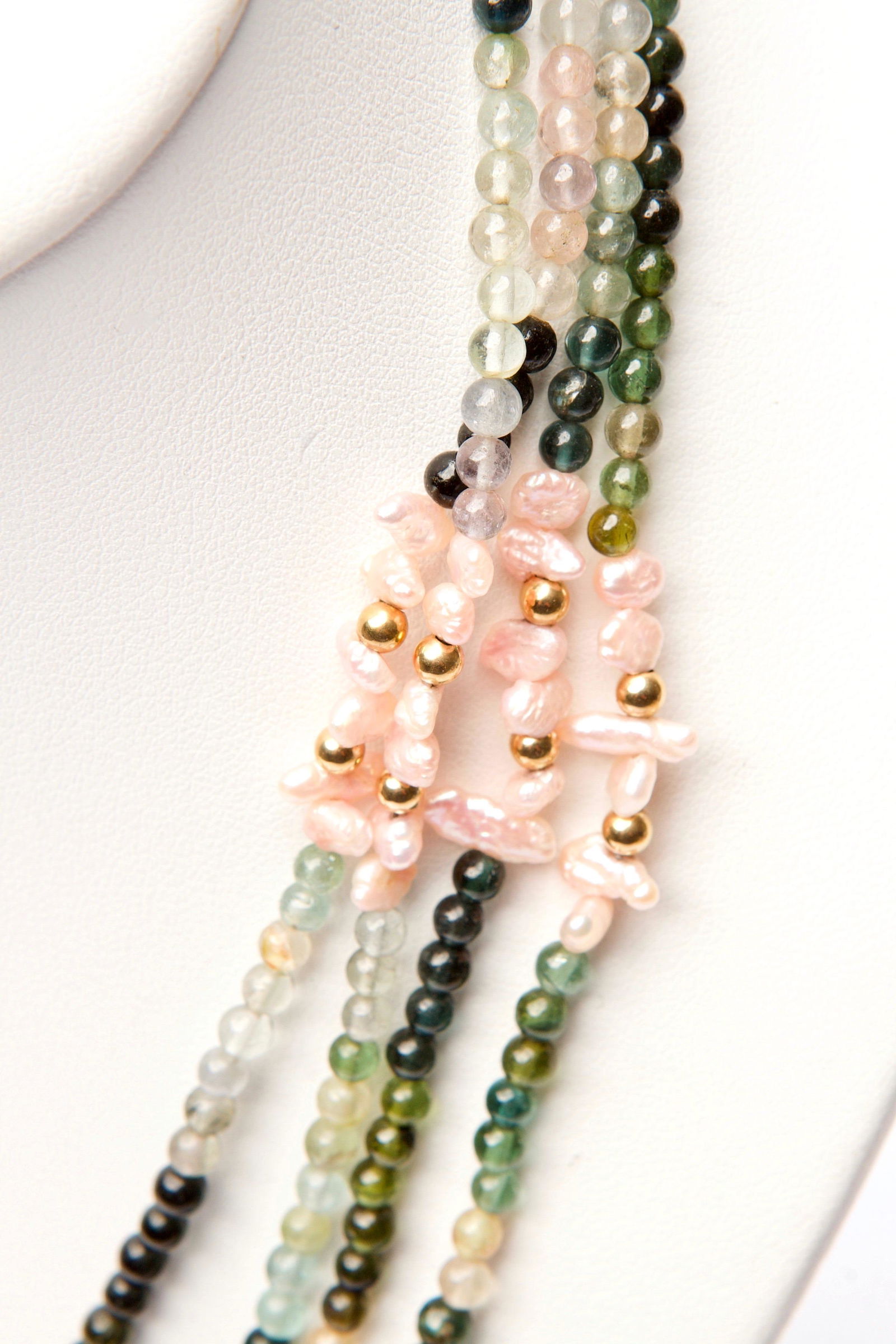 9K YELLOW GOLD, Seed Pearl & Gemstone Necklace (1 of 5)