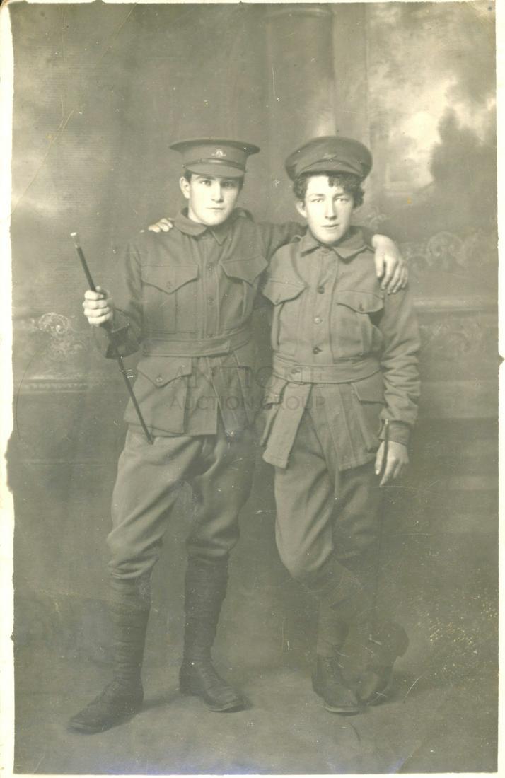 Early Australian Photographs & Postcards (26): Twenty-six (26) Early Australian Photographs including Articles, Vintage Post Cards, Photographic Collection including: Postcard Addressed to Privates Hector Hutchison and Jack Johnson in 1916 Antique