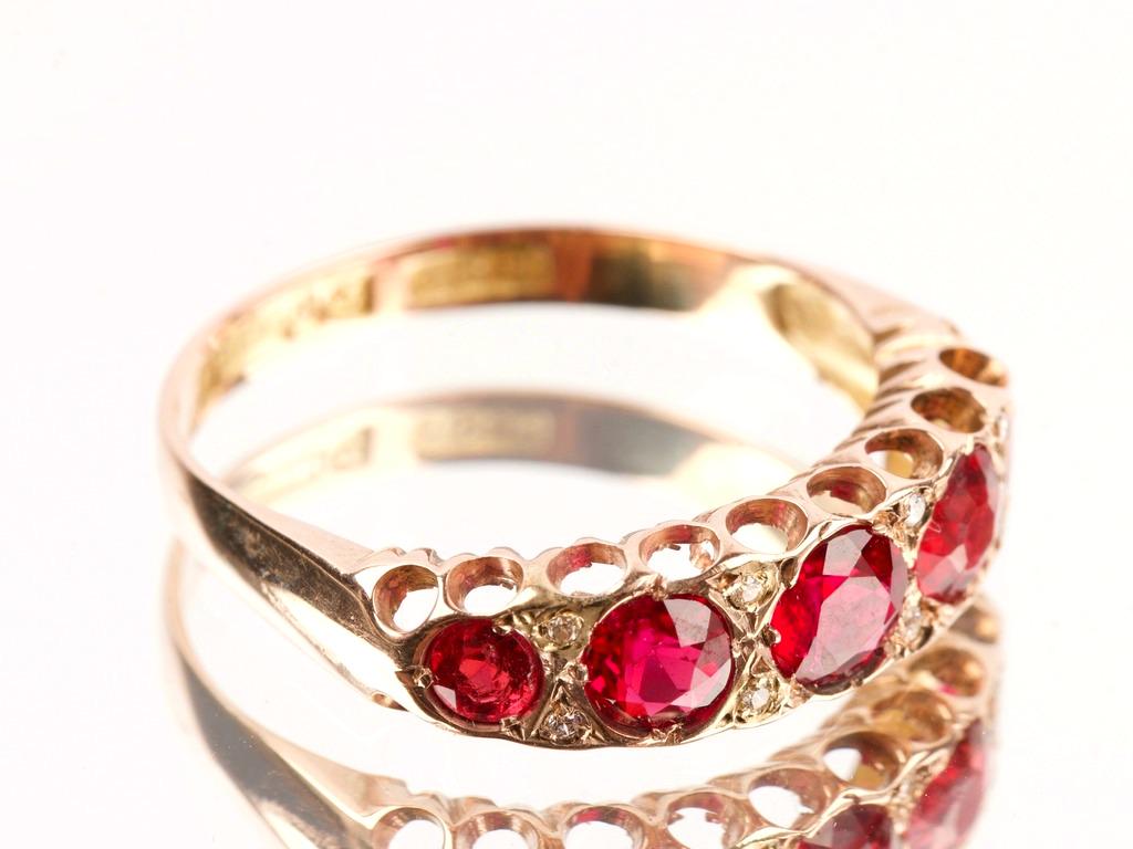 Vintage 9K Yellow Gold & Created Ruby Ring (1 of 2)