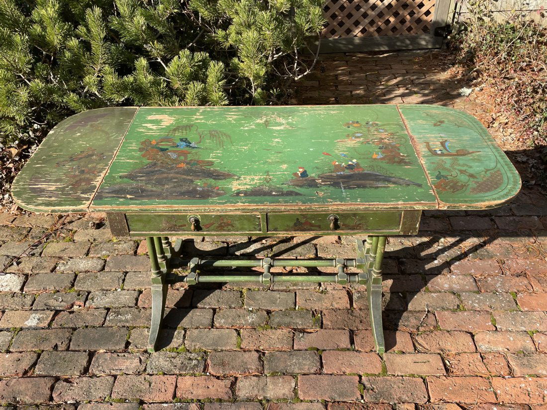 Antique Chinoiserie Painted Drop Leaf Table (1 of 10)