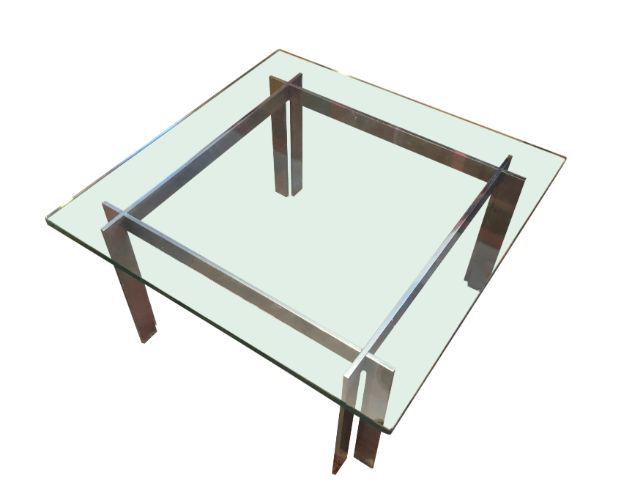 Vintage Chrome Base Glass-Top Coffee Table (1 of 6)