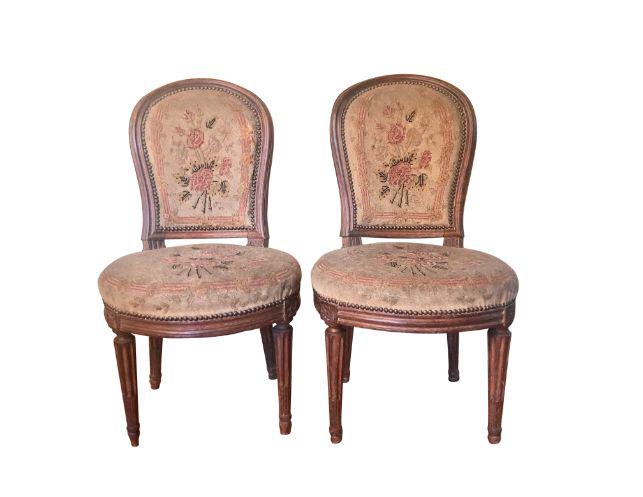 Louis XVI Period Needlepoint Chairs, Pair (1 of 8)