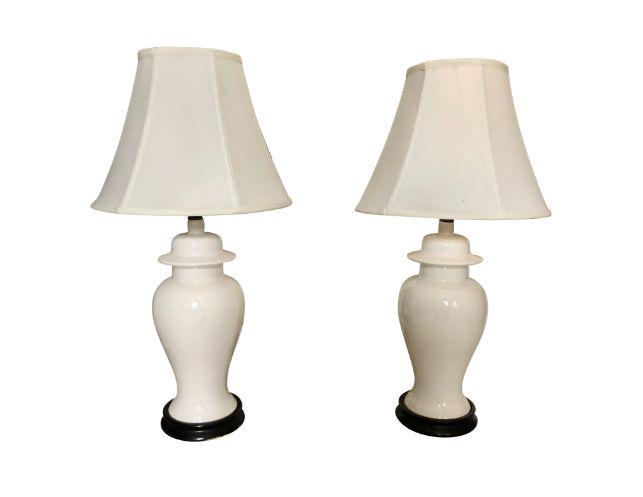 White Urn Table Lamps, Pair (1 of 6)