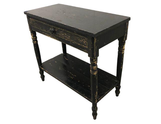 Distressed Black Painted Single Drawer Side Table (1 of 7)
