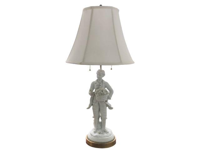French Bisque Porcelain Figural Table Lamp (1 of 5)