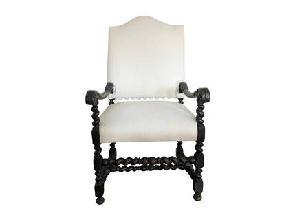 Barley Twist Throne Chair: 26w x 28.5d x 45h,Seat height: 20.5, Arm height: 28.25