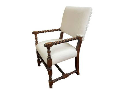 Barley Twist Armchair: 24w x 27.25d x 41.25h, Seat height: 20, Arm height: 27