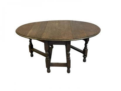 Oak Barley Twist Gateleg Coffee Table: 36w x 16d x 20h, Extended: 47w x 36d