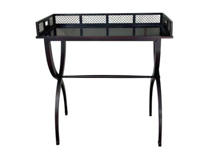 Barbara Barry for Baker Drinks Tray Table: Table: 38w x 19d x 38.75h, Tray: 37.5w x 18d